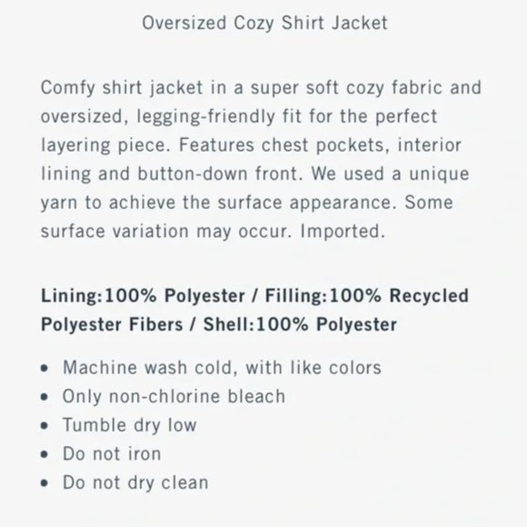 Abercrombie & Fitch Oversized Cozy Shirt Jacket oversized size Large NWT - Picture 2 of 6